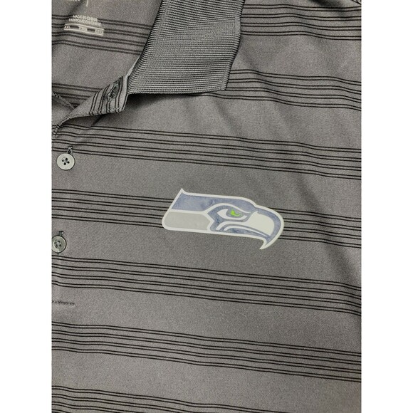 Nike Drifit Polo Men XXL Gray Striped Seattle Seahawks NFL On Field Apparel EUC - Picture 5 of 7